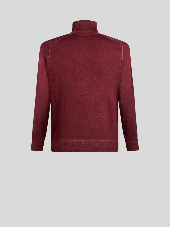 Men Etro Knitwear Wool Turtleneck With Pegaso Detail Burgundy Men Etro Knitwear Wool Turtleneck With Pegaso Detail Burgundy