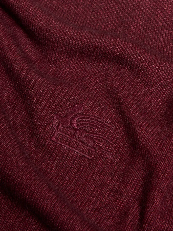 Men Etro Knitwear Wool Turtleneck With Pegaso Detail Burgundy Men Etro Knitwear Wool Turtleneck With Pegaso Detail Burgundy