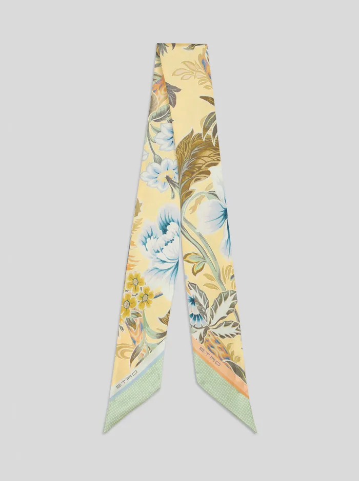 Men Etro Scarves Printed Silk Paisleyina Yellow