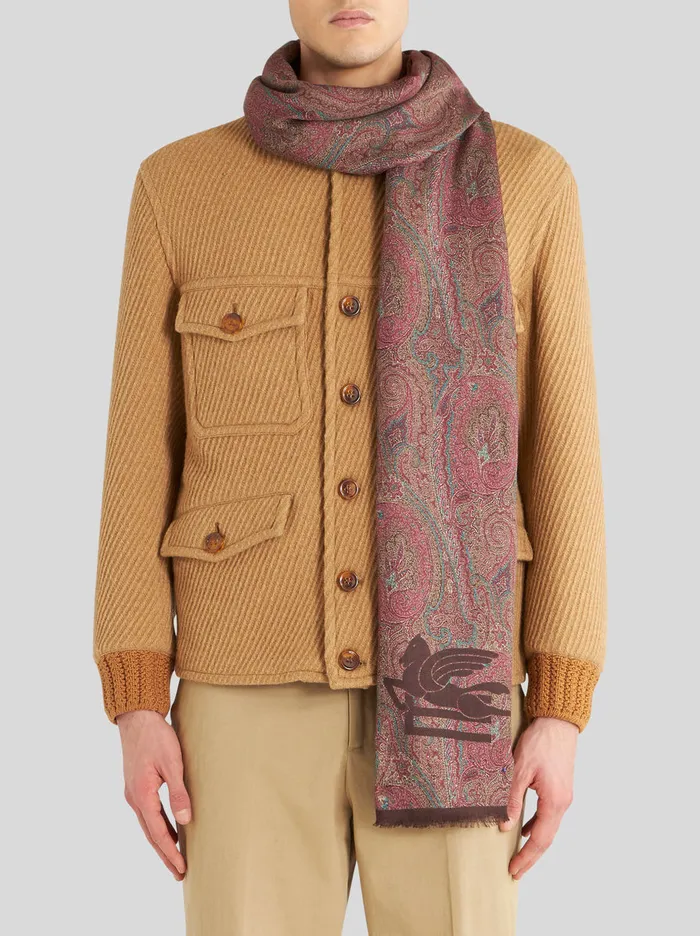 Men Etro Scarves Scarf With AllOver Paisley Designs Brown Men Etro Scarves Scarf With AllOver Paisley Designs Brown