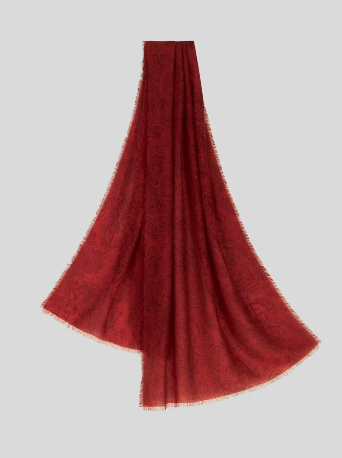 Men Etro Scarves Wool Cashmere And Silk Scarf Brown