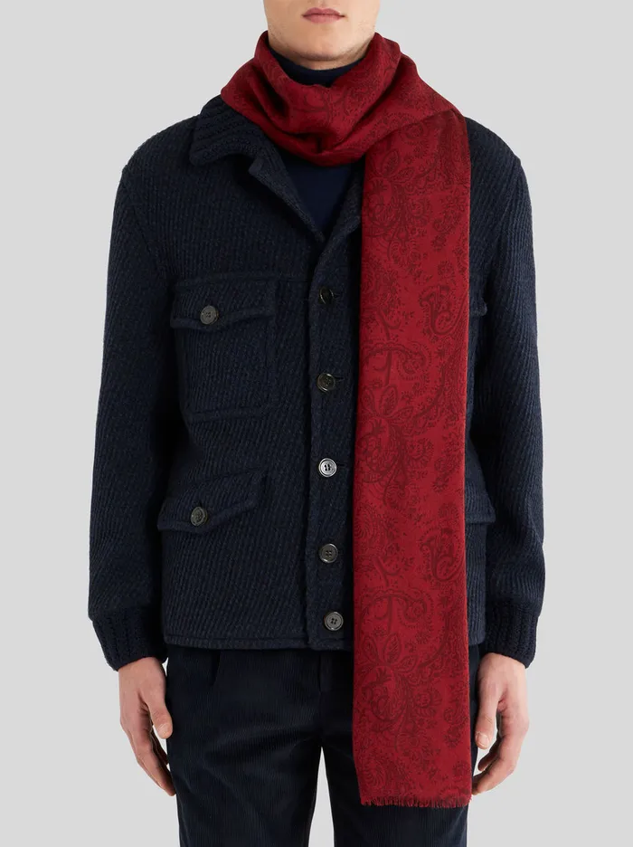 Men Etro Scarves Wool Cashmere And Silk Scarf Brown Men Etro Scarves Wool Cashmere And Silk Scarf Brown