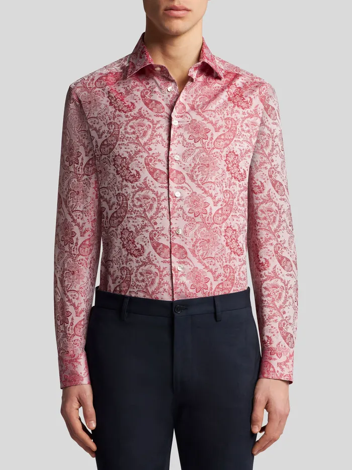 Men Etro Shirts Floral Paisley Shirt Red Men Etro Shirts Floral Paisley Shirt Red