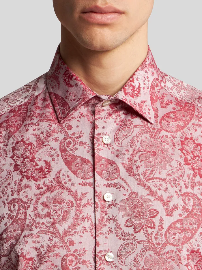 Men Etro Shirts Floral Paisley Shirt Red Men Etro Shirts Floral Paisley Shirt Red