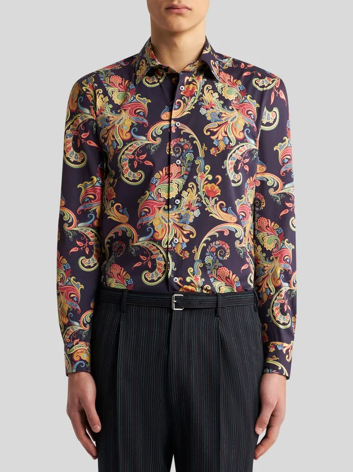 Men Etro Shirts Multicoloured Paisley Shirt Black Men Etro Shirts Multicoloured Paisley Shirt Black