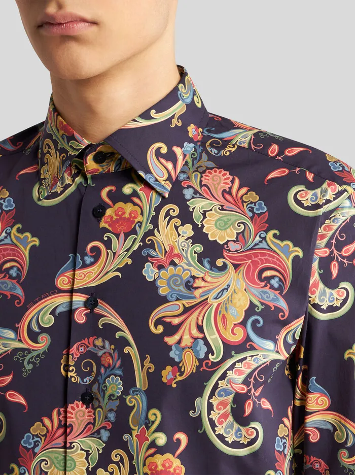 Men Etro Shirts Multicoloured Paisley Shirt Black Men Etro Shirts Multicoloured Paisley Shirt Black