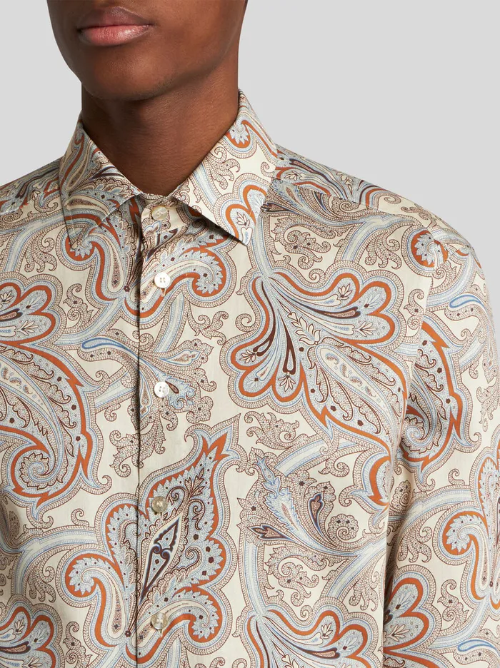 Men Etro Shirts Paisley Shirt Beige Men Etro Shirts Paisley Shirt Beige