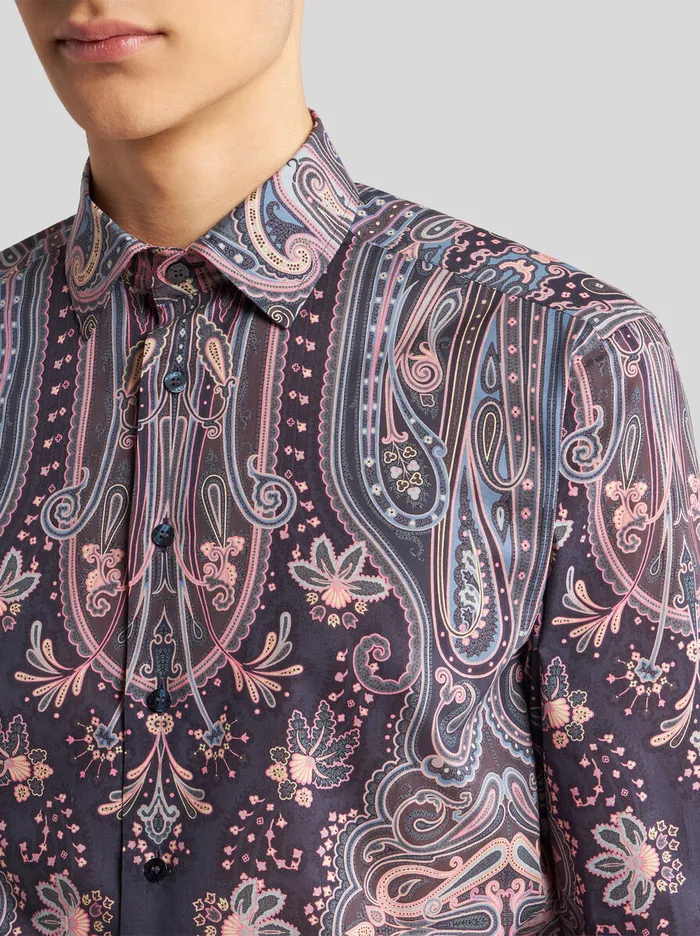 Men Etro Shirts Paisley Shirt Navy Blue Men Etro Shirts Paisley Shirt Navy Blue