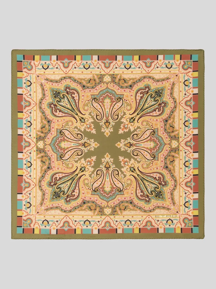 Men Etro Ties And Pocket Squares Pocket Square With Print Green