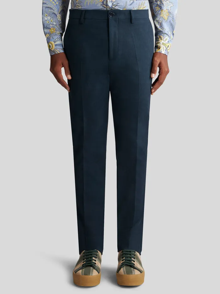Men Etro Trousers Paisley Jacquard Trousers Navy Blue Men Etro Trousers Paisley Jacquard Trousers Navy Blue