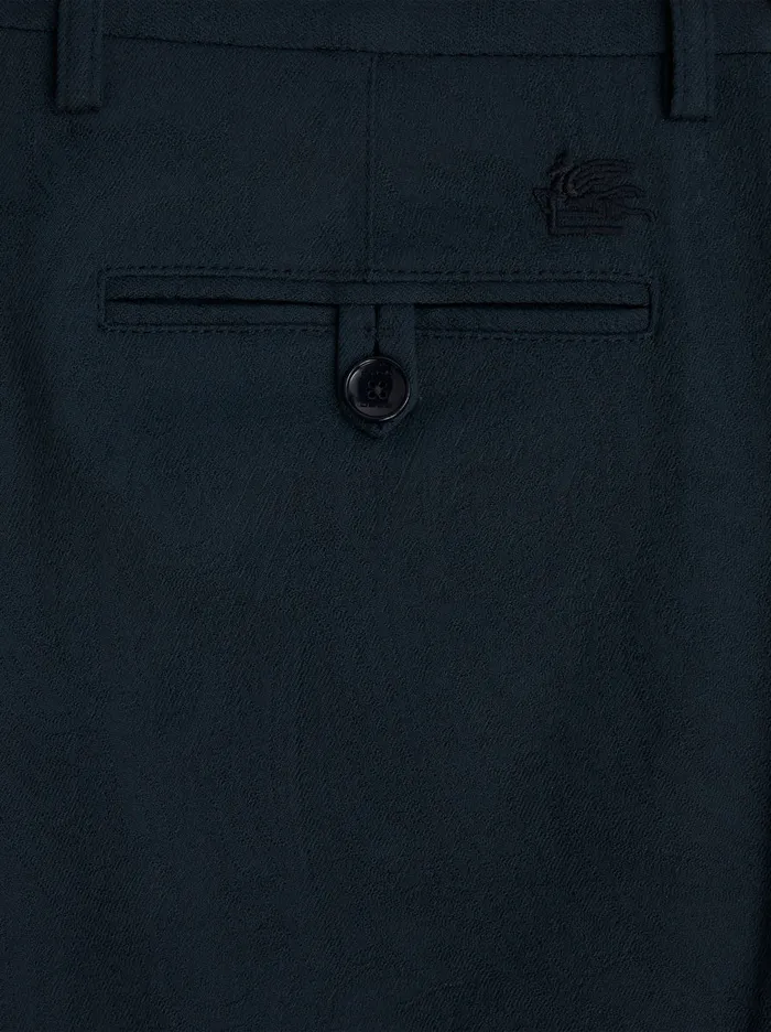 Men Etro Trousers Paisley Jacquard Trousers Navy Blue Men Etro Trousers Paisley Jacquard Trousers Navy Blue