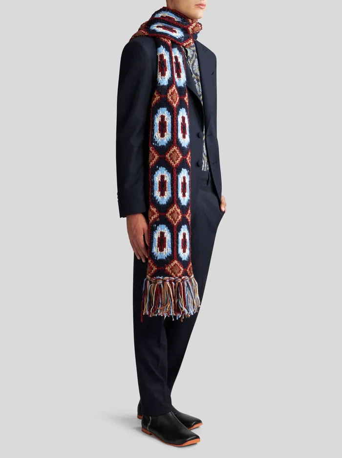 Men Etro Trousers Wool And Cotton Jacquard Trousers Navy Blue Men Etro Trousers Wool And Cotton Jacquard Trousers Navy Blue