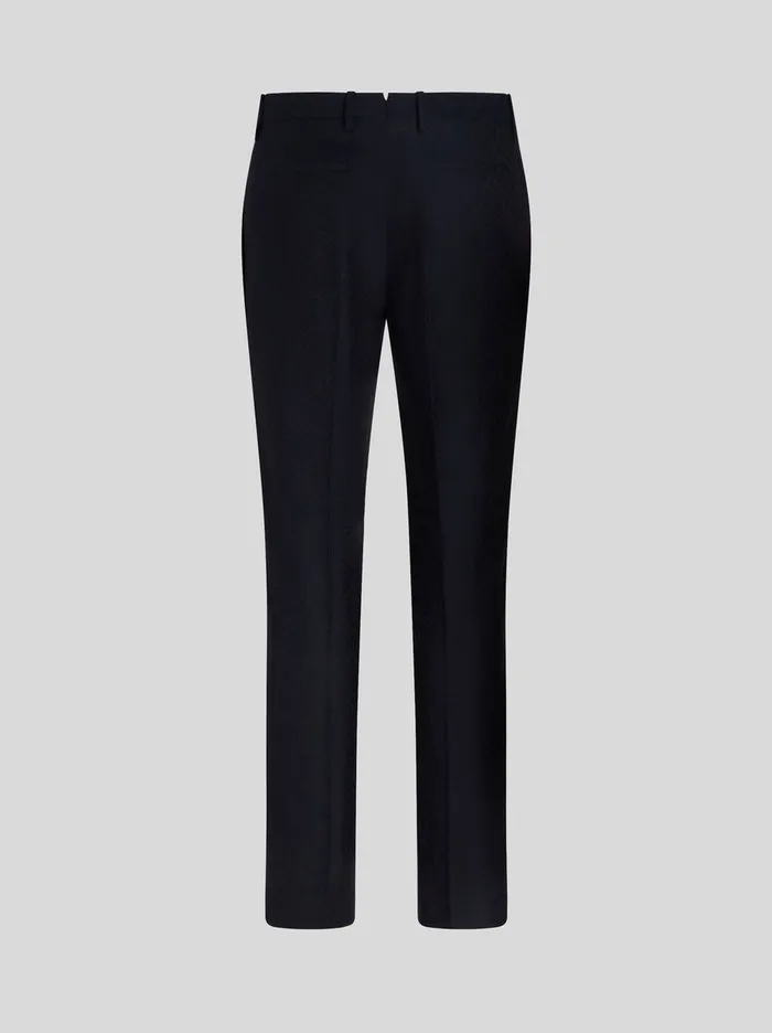 Men Etro Trousers Wool And Cotton Jacquard Trousers Navy Blue Men Etro Trousers Wool And Cotton Jacquard Trousers Navy Blue