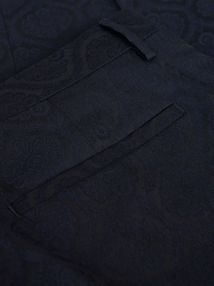Men Etro Trousers Wool And Cotton Jacquard Trousers Navy Blue Men Etro Trousers Wool And Cotton Jacquard Trousers Navy Blue