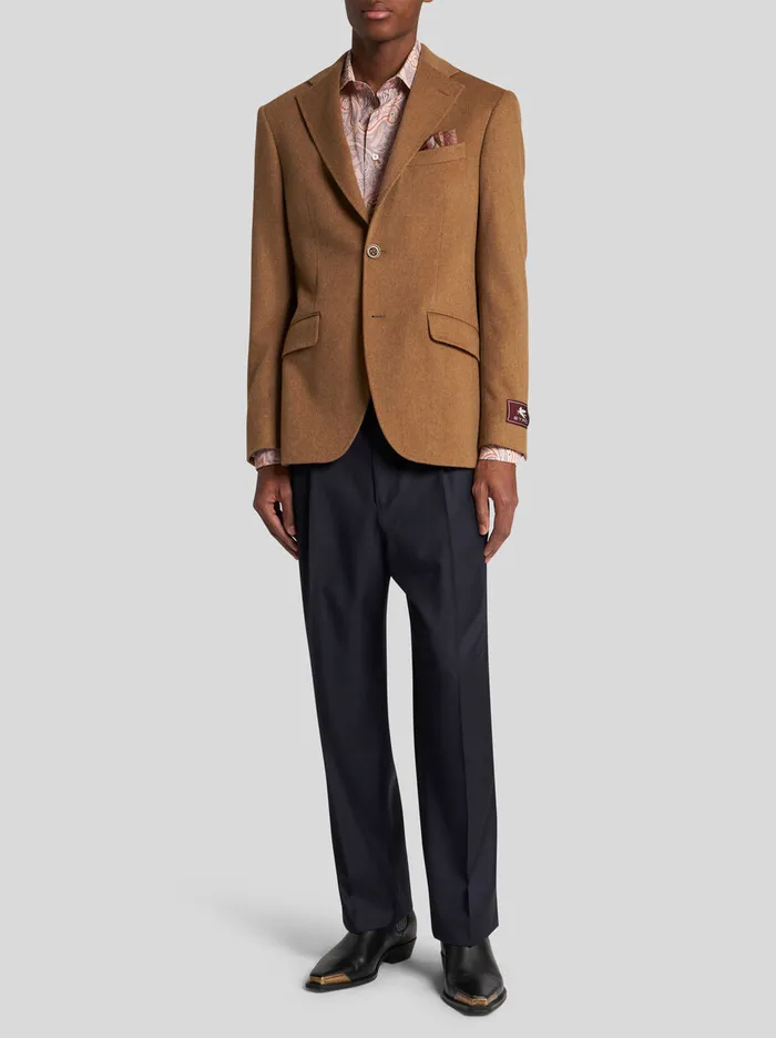 Men Etro Trousers Wool Trousers With Pleats Navy Blue Men Etro Trousers Wool Trousers With Pleats Navy Blue