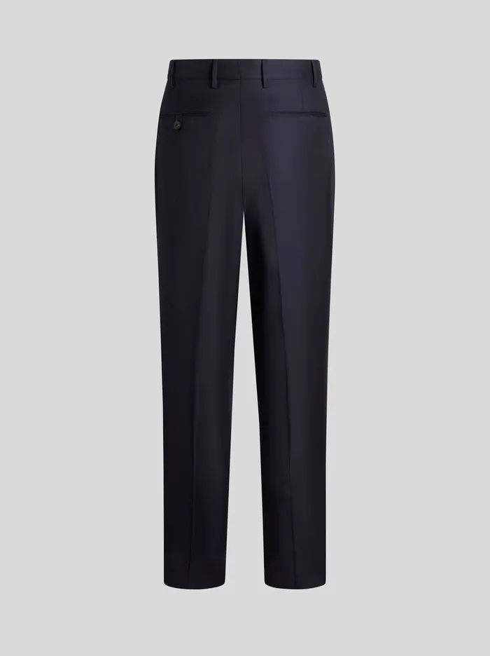 Men Etro Trousers Wool Trousers With Pleats Navy Blue Men Etro Trousers Wool Trousers With Pleats Navy Blue
