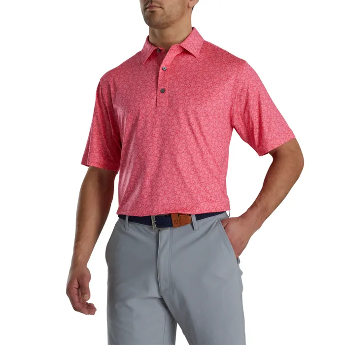 Men FootJoy Shirts Painted Floral Lisle Watermelon Men FootJoy Shirts Painted Floral Lisle Watermelon