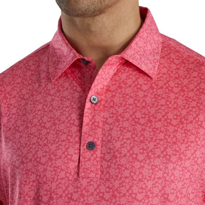 Men FootJoy Shirts Painted Floral Lisle Watermelon Men FootJoy Shirts Painted Floral Lisle Watermelon