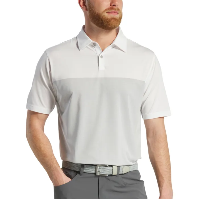 Men FootJoy Shirts Tonal Block Lisle White Men FootJoy Shirts Tonal Block Lisle White
