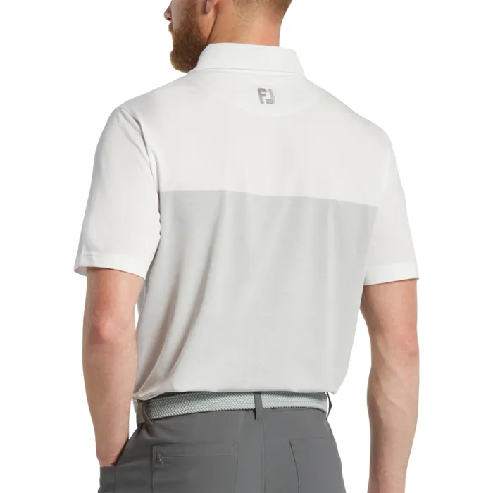 Men FootJoy Shirts Tonal Block Lisle White Men FootJoy Shirts Tonal Block Lisle White