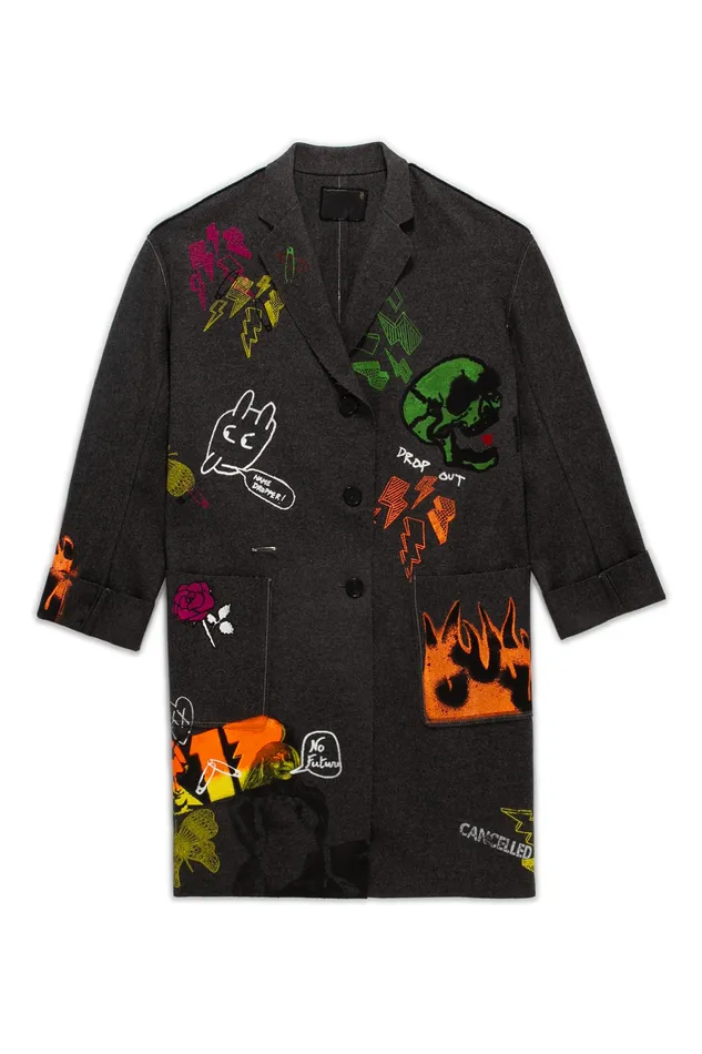Men Graffiti Coat Jackets and Coats R13