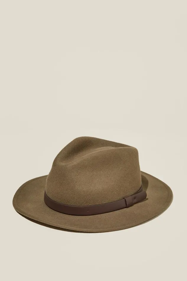 Men Hats Cotton On Wide Brim Felt Hat Fawnbrown