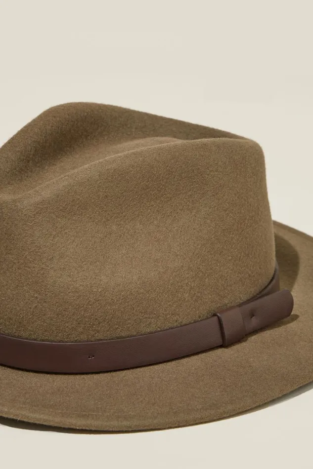 Men Hats Cotton On Wide Brim Felt Hat Fawnbrown Men Hats Cotton On Wide Brim Felt Hat Fawnbrown