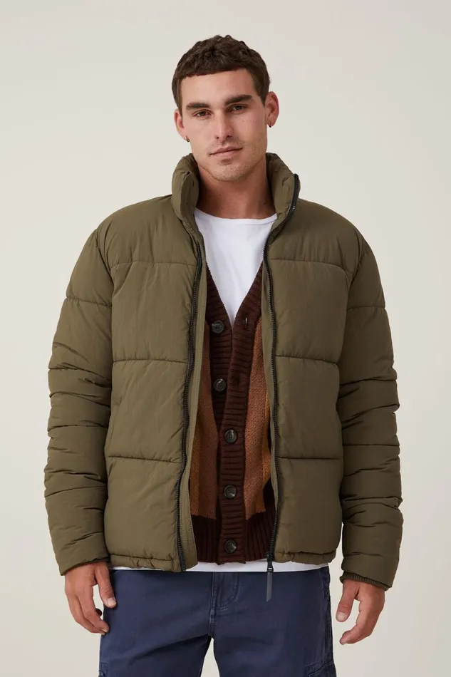 Men Jackets Cotton On Recycled Puffer Jacket Army Men Jackets Cotton On Recycled Puffer Jacket Army