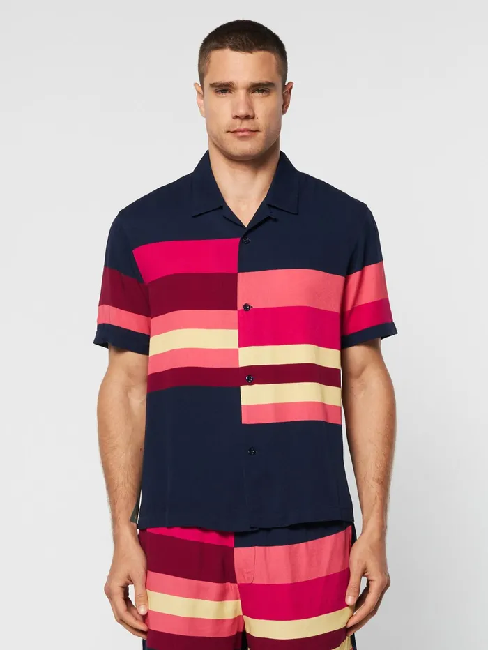 Men Matching Separates Sergio Tacchini Pennellata Cabana Shirt Maritime Blue Multi