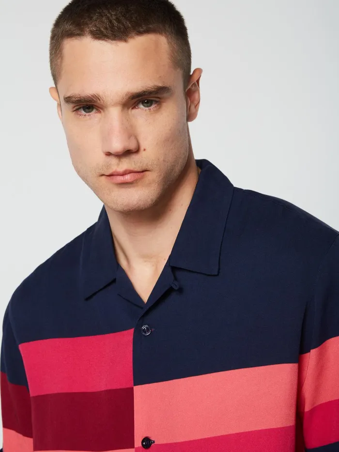 Men Matching Separates Sergio Tacchini Pennellata Cabana Shirt Maritime Blue Multi