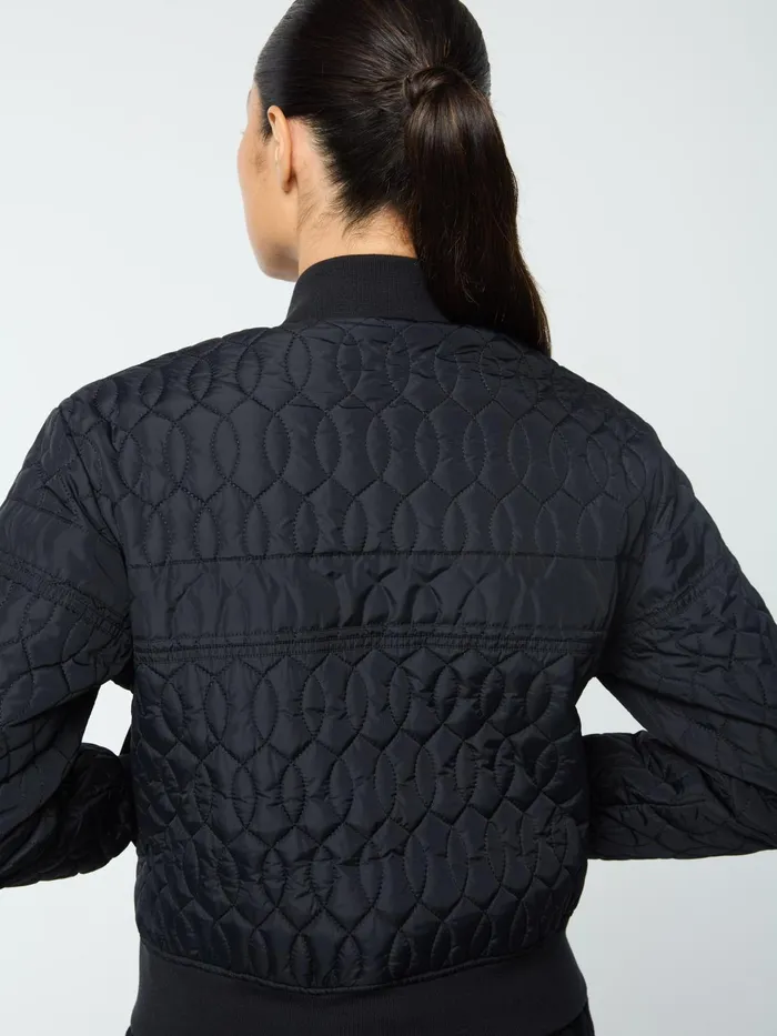Men Nylon Sergio Tacchini Cipolla Quilted Bomber Jacket Black Beauty