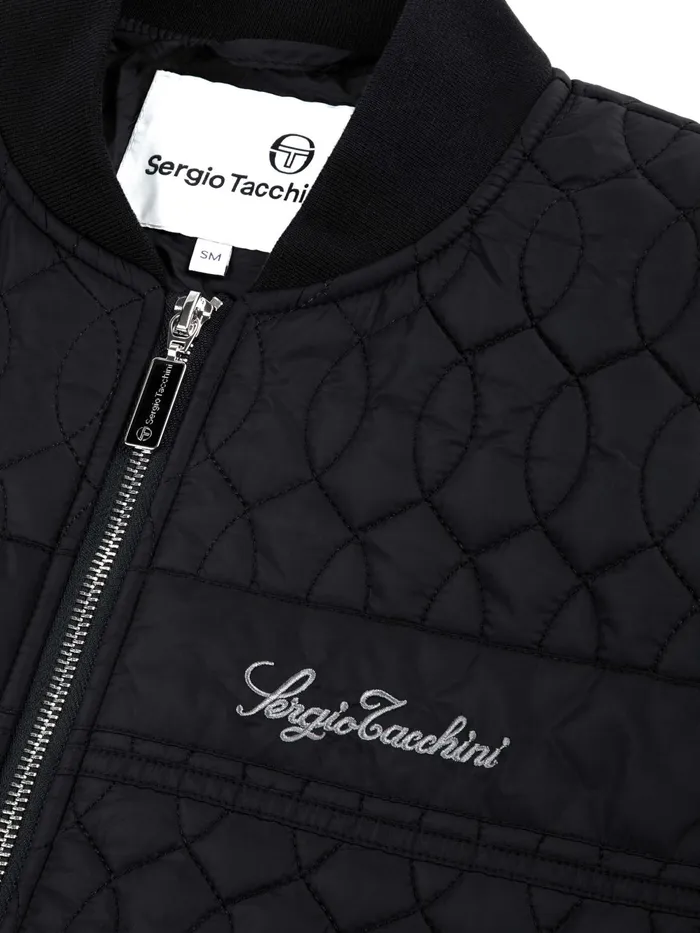 Men Nylon Sergio Tacchini Cipolla Quilted Bomber Jacket Black Beauty