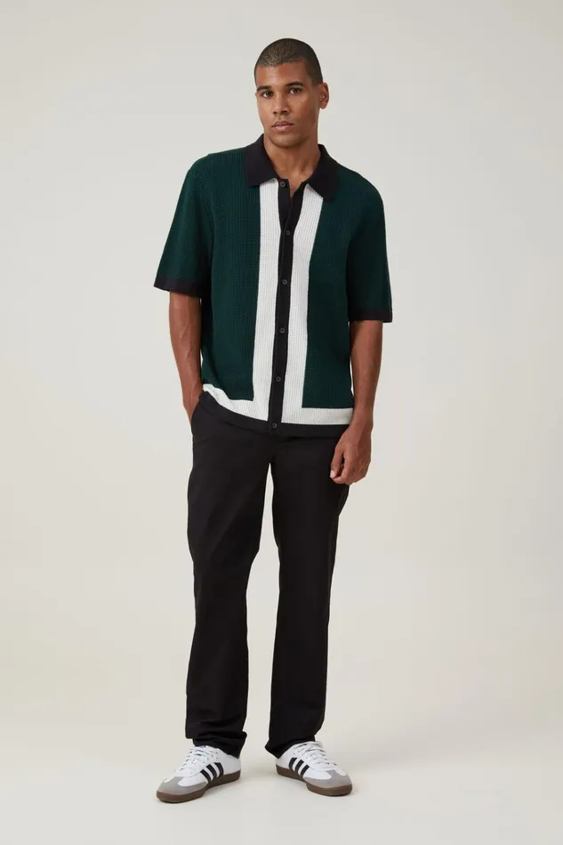 Men Pants Cotton On Regular Straight Chino Black