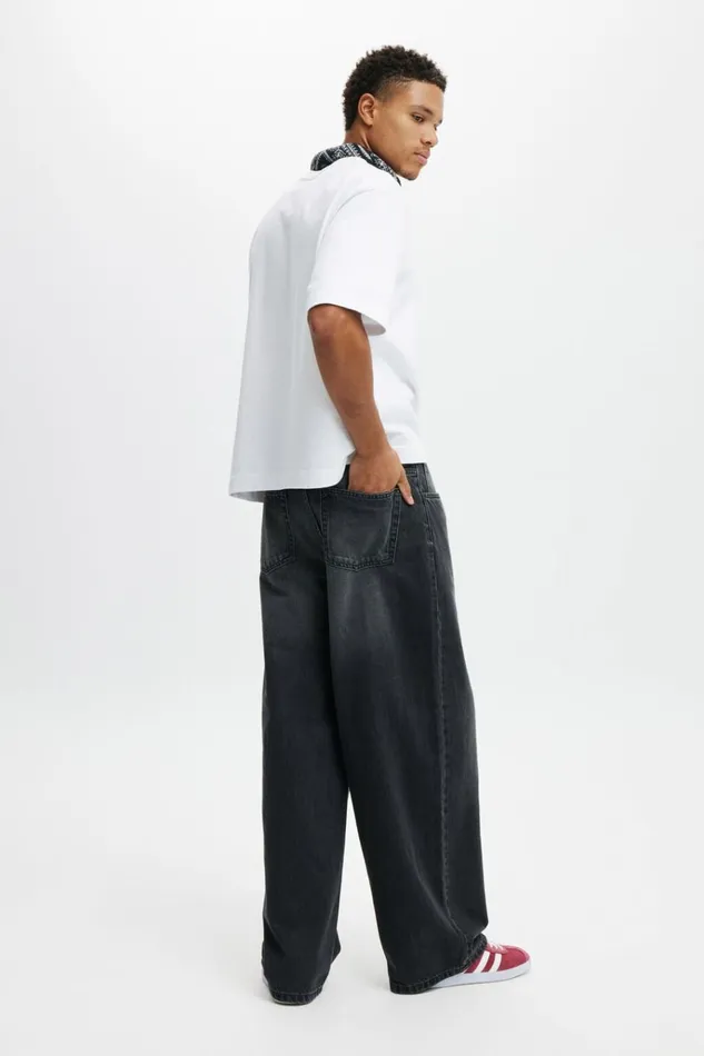 Men Pants Cotton On Super Baggy Jean Y2k Washed Black Men Pants Cotton On Super Baggy Jean Y2k Washed Black