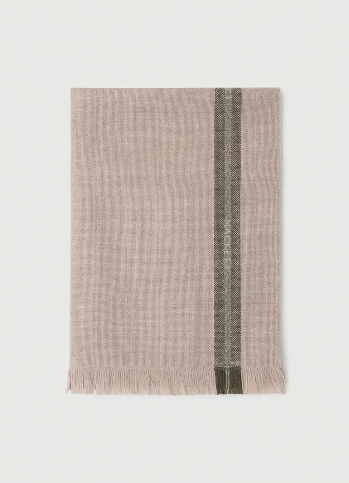 Men Scarves and Caps Hackett London Trim Wool Scarf Beige