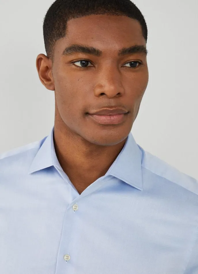 Men Shirts Hackett London Slim Fit Plain Shirt Sky Blue