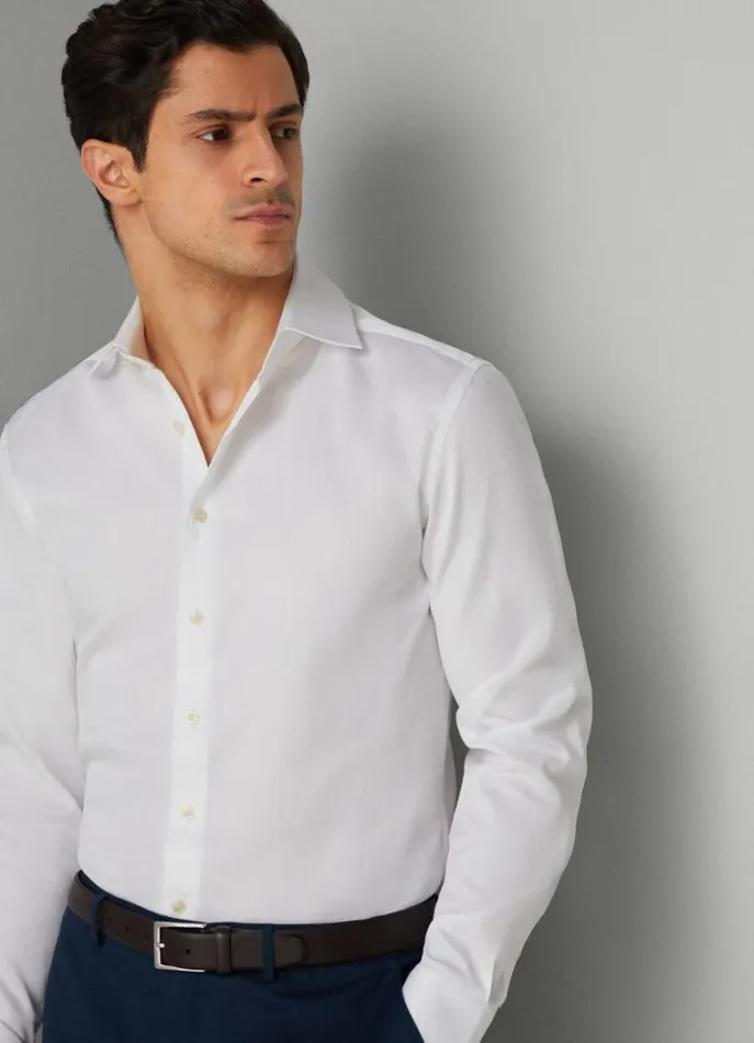 Men Shirts Hackett London Slim Fit Plain Shirt White