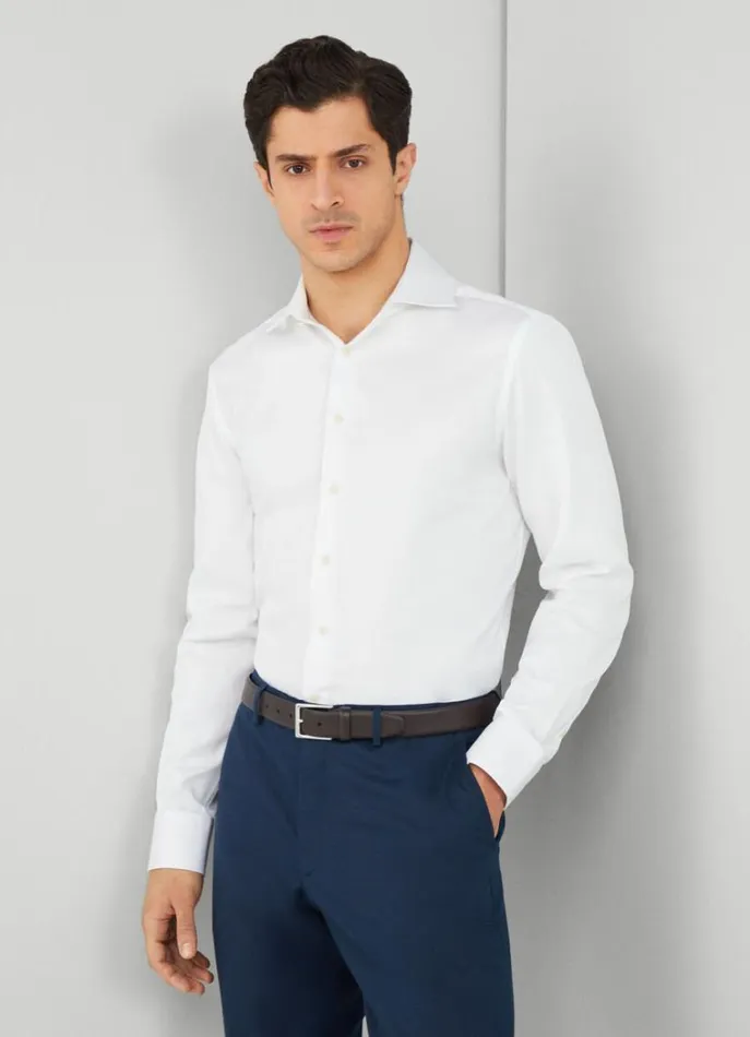 Men Shirts Hackett London Slim Fit Plain Shirt White