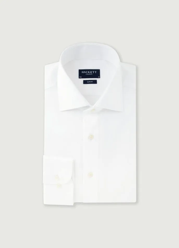 Men Shirts Hackett London Slim Fit Plain Shirt White