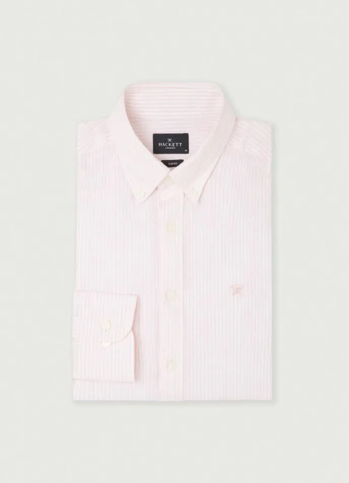 Men Shirts Hackett London Slim Fit Striped Shirt Light Pink