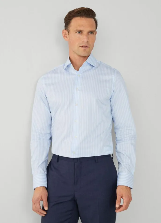 Men Shirts Hackett London Slim Fit Striped Shirt Skywhite