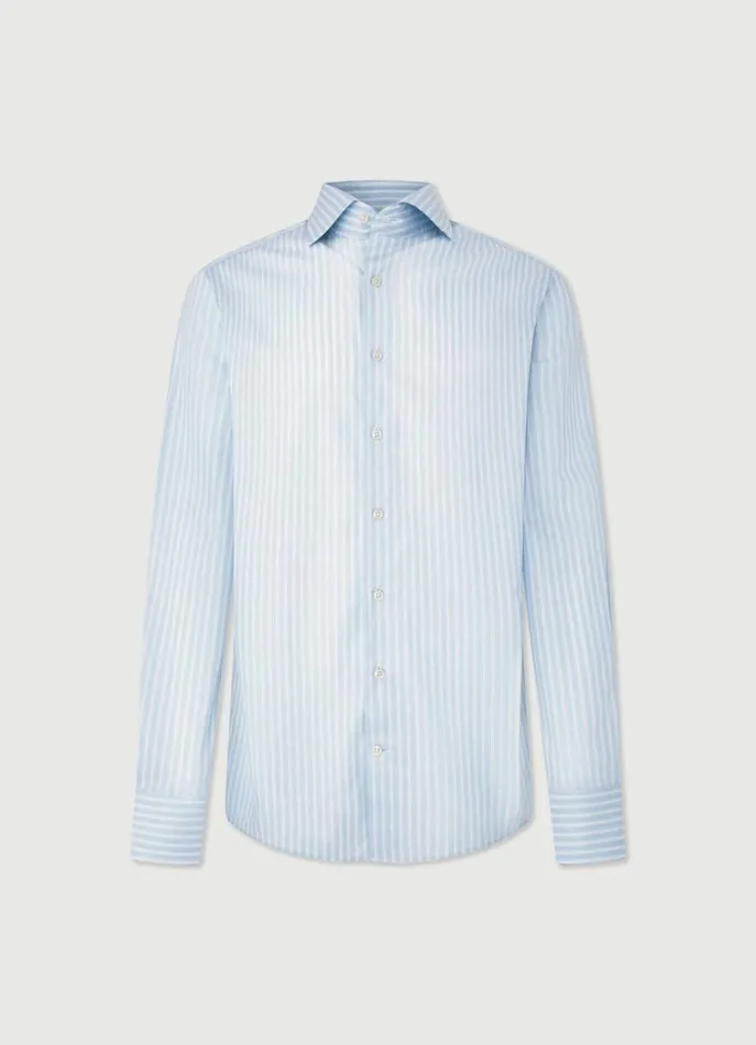 Men Shirts Hackett London Slim Fit Striped Shirt Skywhite