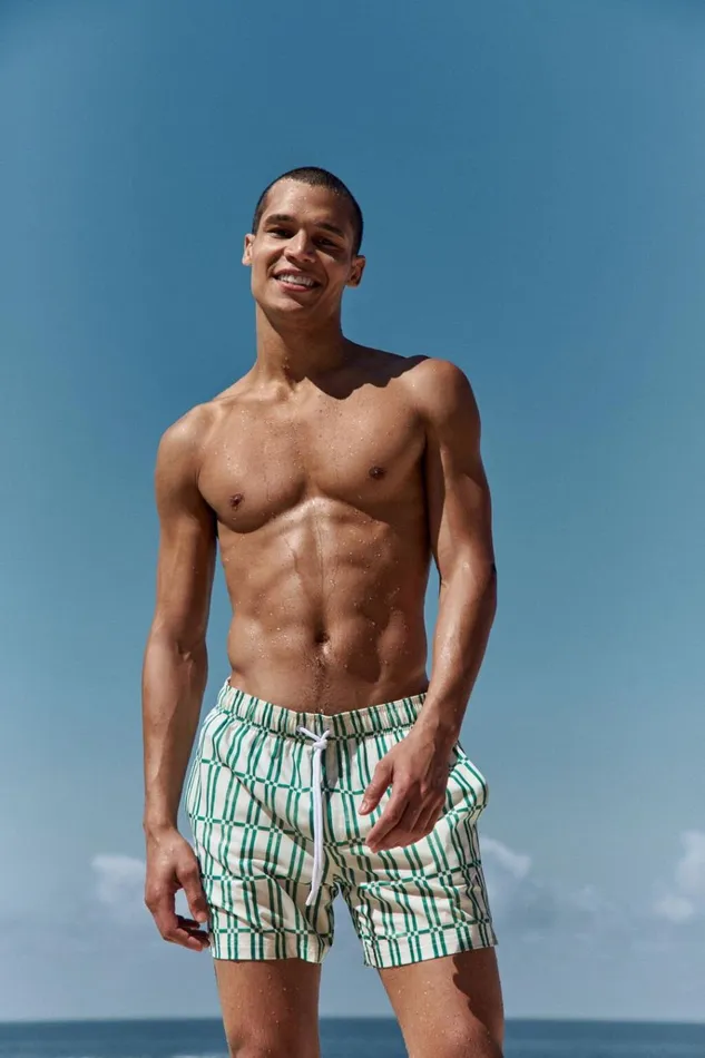 Men Shorts Cotton On Stretch Swim Short Fairway Green Tile