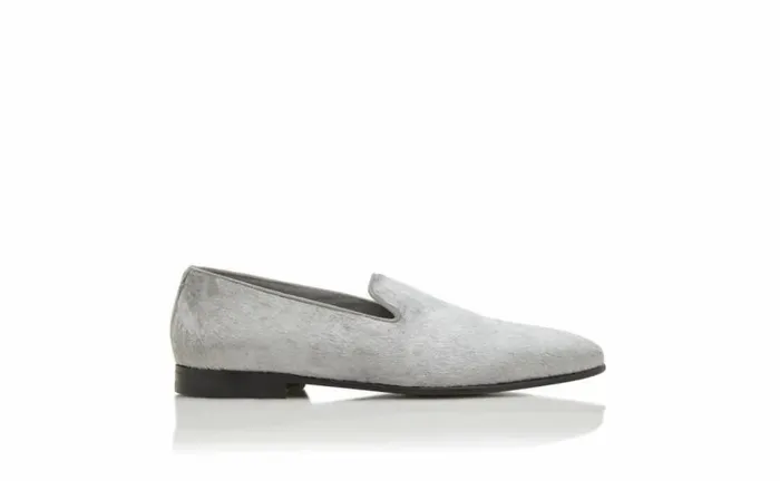 Men Silver Calf Hair Loafers Manolo Blahnik Loafers