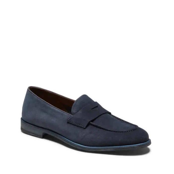 Men Suede Loafer Navy Blue Fratelli Rossetti Loafers