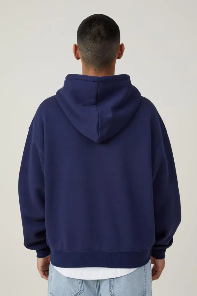 Men Sweats and Hoodies Cotton On Box Fit Zip Up Hoodie Indigo Two Way Zip Men Sweats and Hoodies Cotton On Box Fit Zip Up Hoodie Indigo Two Way Zip