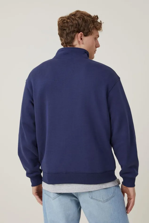 Men Sweats and Hoodies Cotton On Graphic 14 Zip Fleece Indigo Arcade Blanc Men Sweats and Hoodies Cotton On Graphic 14 Zip Fleece Indigo Arcade Blanc