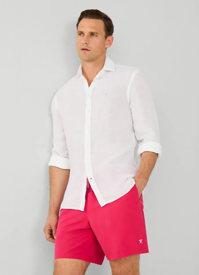 Men Swimwear Hackett London SolidColour Swim Shorts Fuchsia