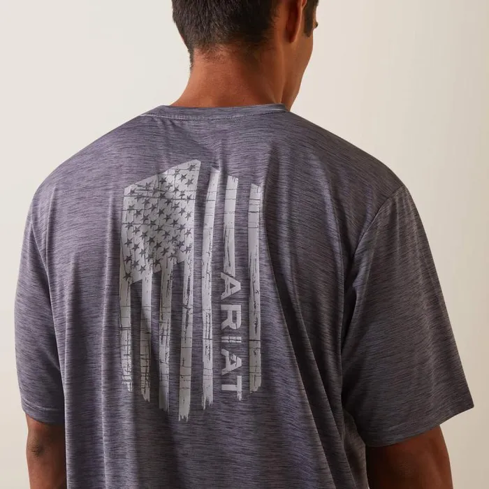 Men TShirts and Polos Ariat Charger Vertical Flag Tee Graystone Men TShirts and Polos Ariat Charger Vertical Flag Tee Graystone