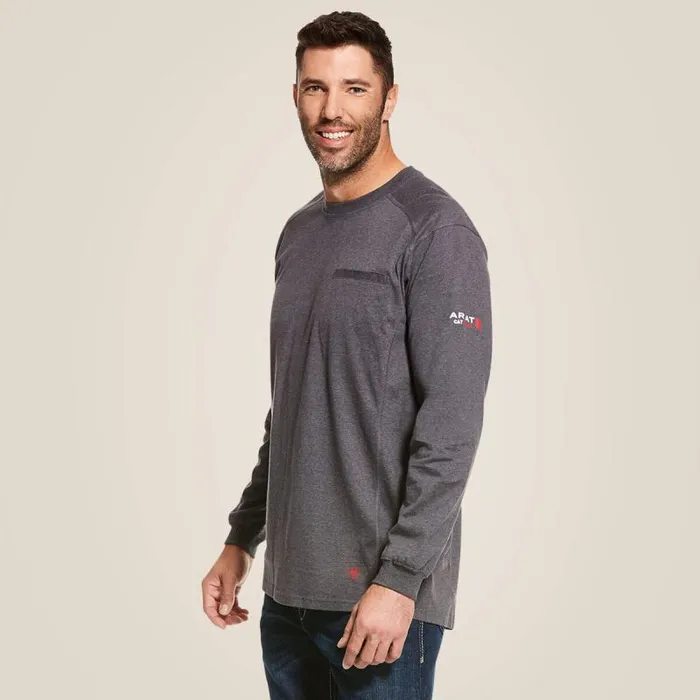 Men TShirts and Polos Ariat FR Air Crew TShirt Charcoal Heather